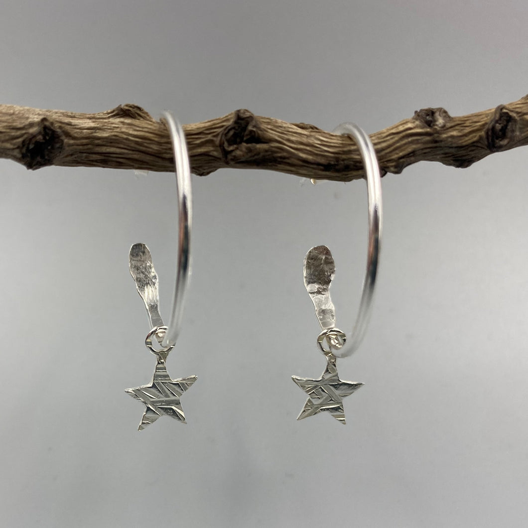 Clay star half hoop earrings in Sterling Silver
