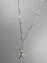 Load image into Gallery viewer, Seahorse charm skinny trace chain necklace in Sterling Silver
