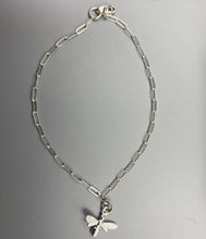 Load image into Gallery viewer, Sterling silver bee charm skinny trace chain bracelet
