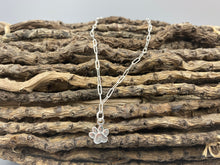 Load image into Gallery viewer, Sterling silver dog paw charm skinny trace chain bracelet
