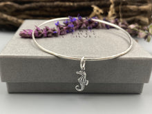 Load image into Gallery viewer, Seahorse skinny stacker bangle in Sterling Silver
