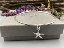 Load image into Gallery viewer, Starfish skinny stacker bangle in Sterling Silver

