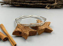 Load image into Gallery viewer, Geometric Sterling silver dimple stacker bangle

