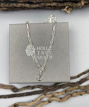 Load image into Gallery viewer, Anchor charm trace chain necklace in Sterling Silver
