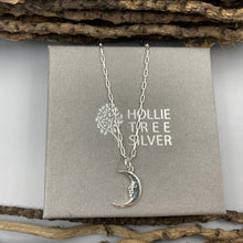 Load image into Gallery viewer, Moon charm skinny trace chain necklace in Sterling Silver
