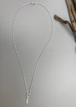 Load image into Gallery viewer, Feather charm skinny trace chain necklace in Sterling Silver
