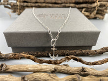 Load image into Gallery viewer, Anchor charm skinny trace chain necklace in Sterling Silver
