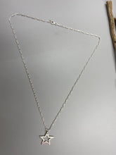 Load image into Gallery viewer, Open star charm skinny trace chain necklace in Sterling Silver
