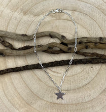Load image into Gallery viewer, Sterling silver star charm skinny trace chain bracelet
