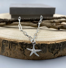 Load image into Gallery viewer, Sterling silver starfish charm trace chain bracelet
