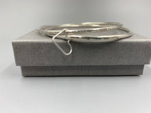 Load image into Gallery viewer, Sterling silver double texture stacker bangle with open heart ring
