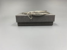 Load image into Gallery viewer, Sterling silver double texture stacker bangle with open heart ring
