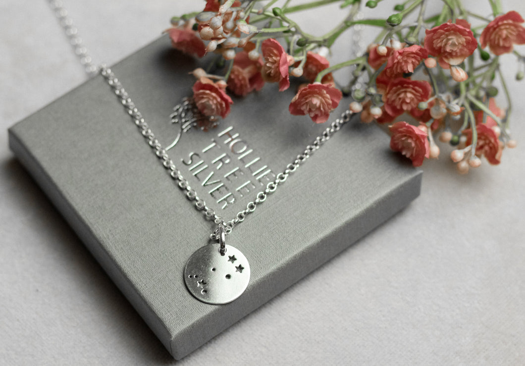 Gemini Star Sign Constellation necklace in Sterling Silver