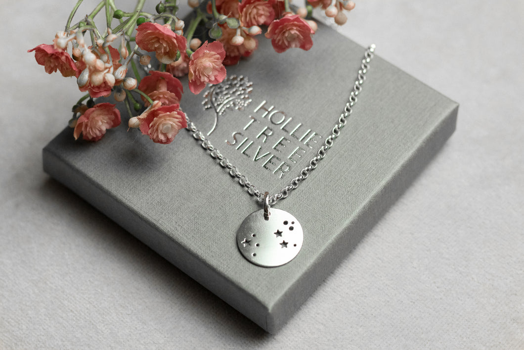 Leo Star Sign Constellation necklace in Sterling Silver