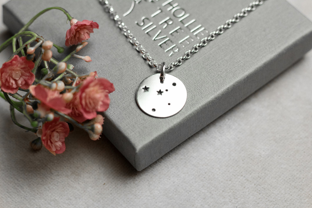 Cancer Star Sign Constellation necklace in Sterling Silver