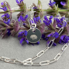 Load image into Gallery viewer, January carnation birthday flower skinny trace chain necklace in Sterling Silver
