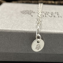 Load image into Gallery viewer, February violet birthday flower skinny trace chain necklace in Sterling Silver
