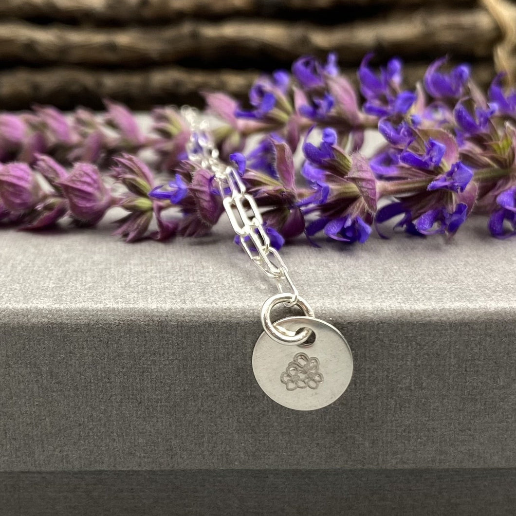 May hawthorn birthday flower skinny trace chain necklace in Sterling Silver
