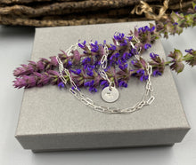 Load image into Gallery viewer, August poppy birthday flower skinny trace chain necklace in Sterling Silver
