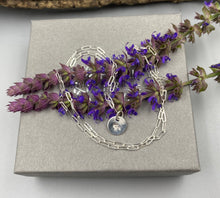 Load image into Gallery viewer, August poppy birthday flower skinny trace chain necklace in Sterling Silver
