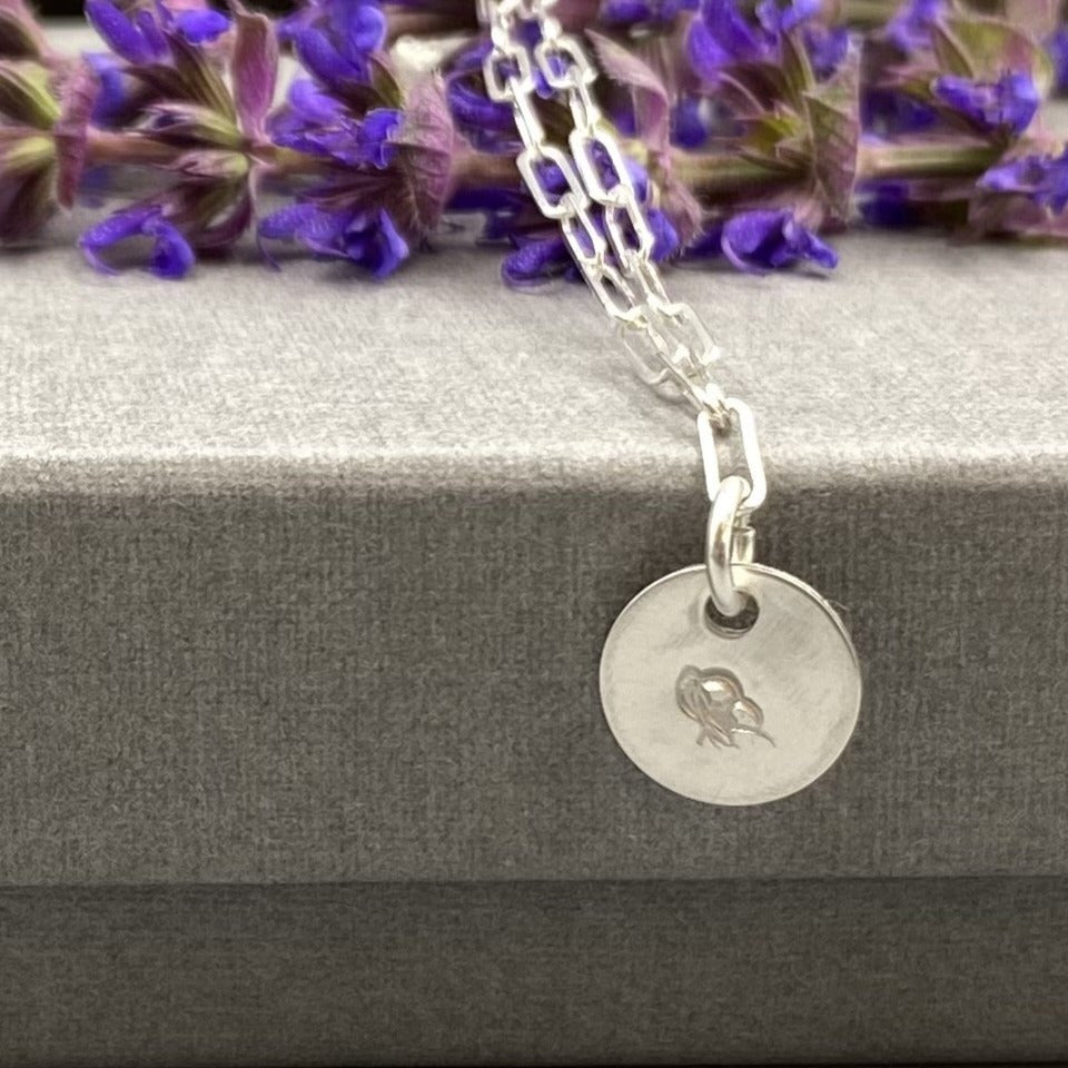 August poppy birthday flower skinny trace chain necklace in Sterling Silver