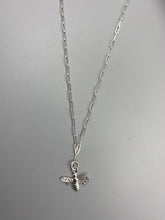 Load image into Gallery viewer, Bee charm skinny trace chain necklace in Sterling Silver
