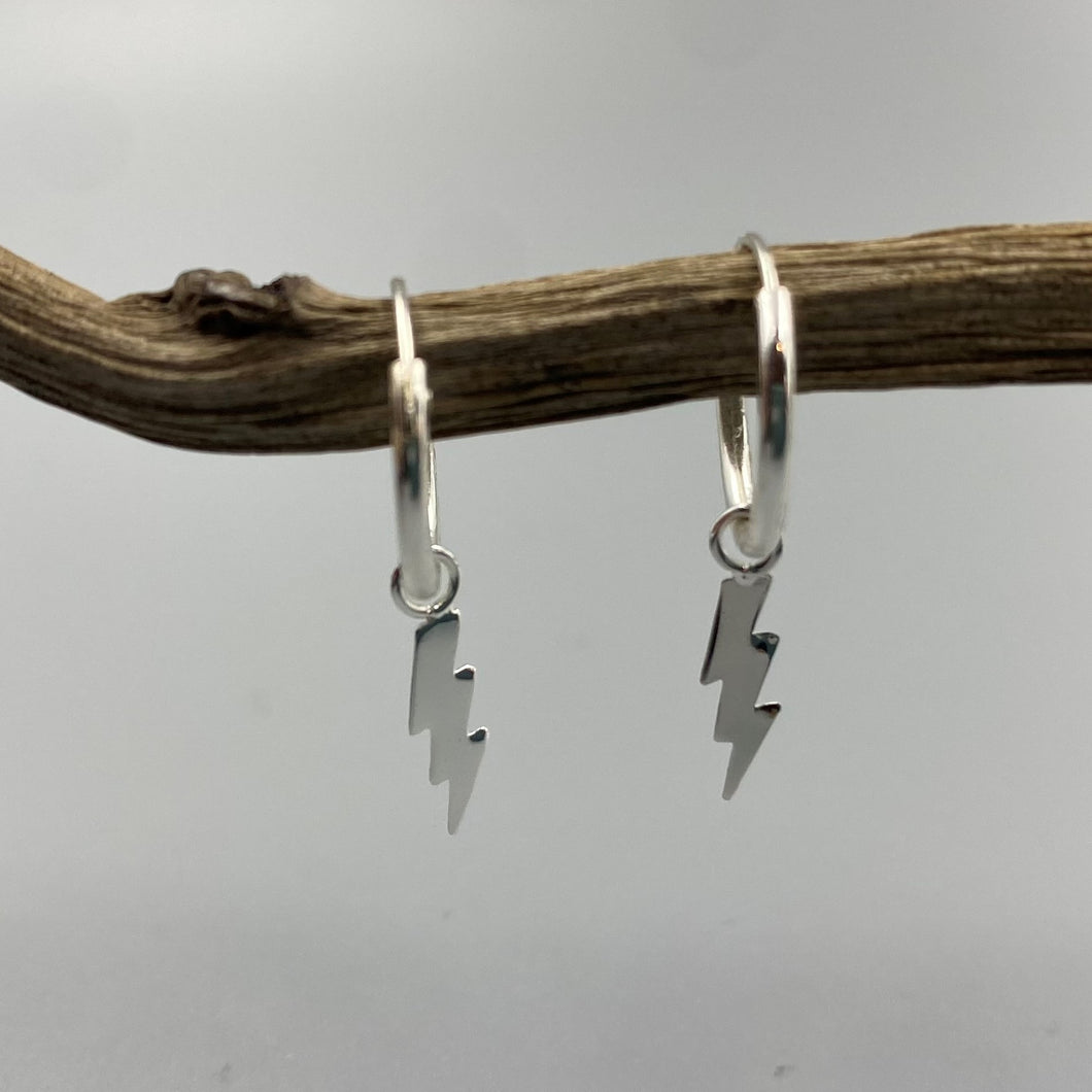 Lightning bolt mini hoop earrings in Sterling Silver