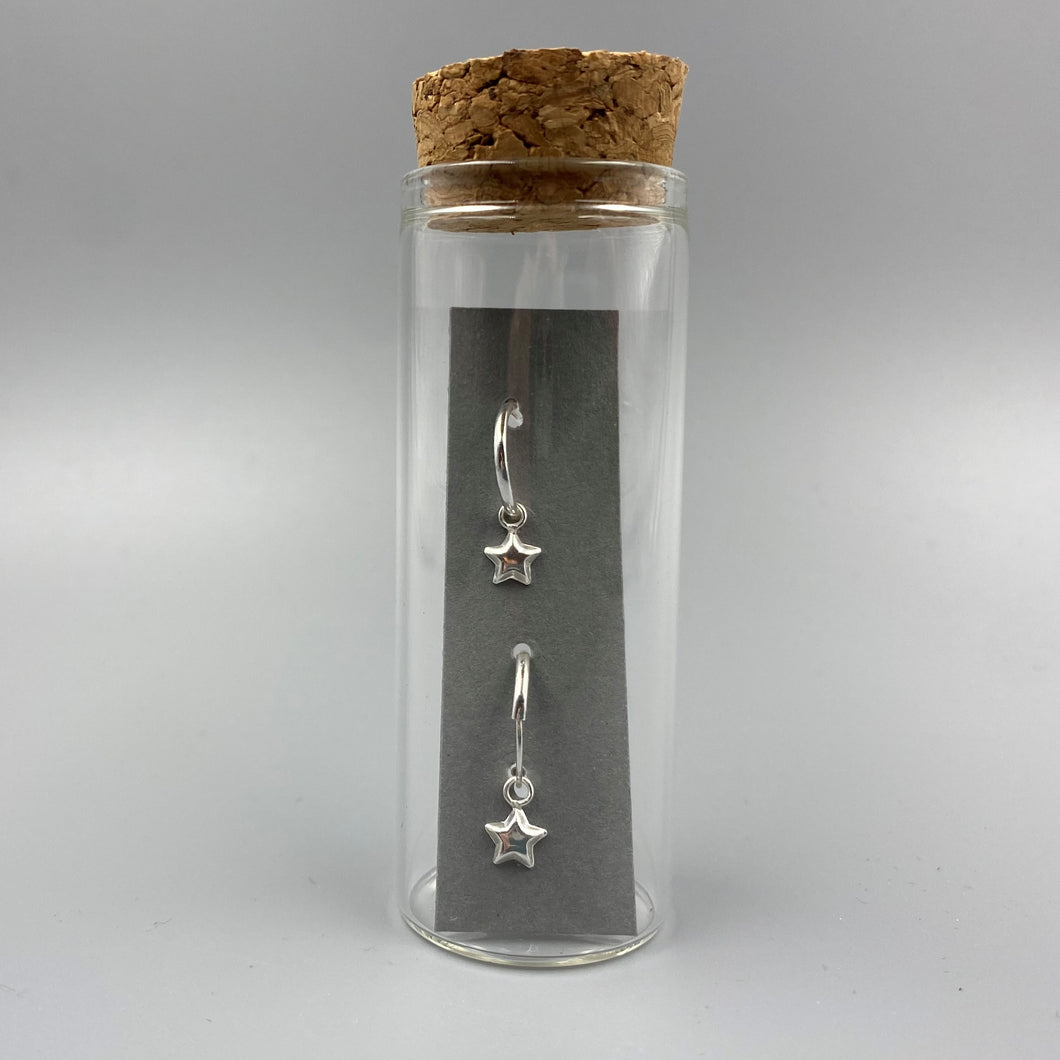 Star mini hoop earrings in Sterling Silver