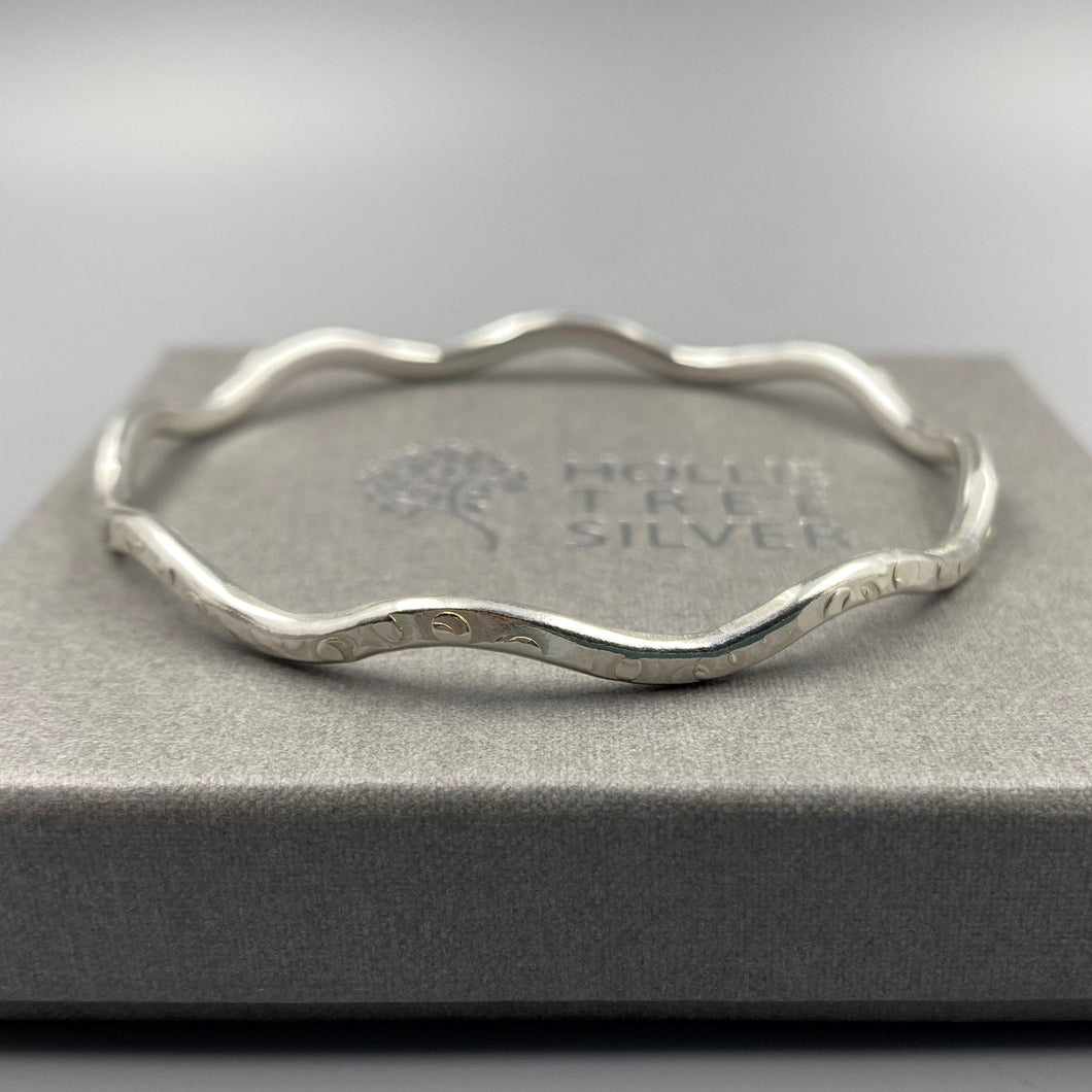 3mm chunky wave bangle in Sterling Silver